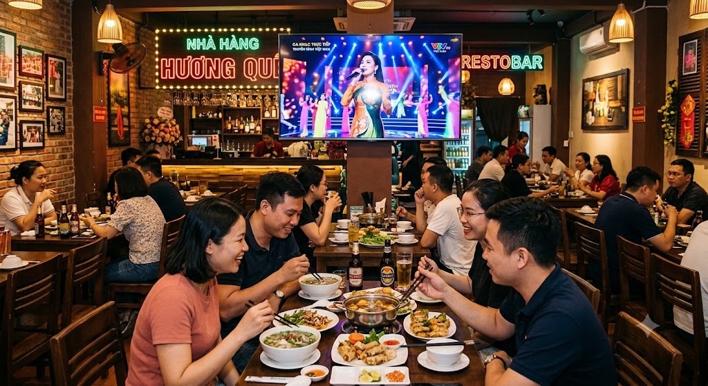 Tivi Xiaomi lắp cho nhà hàng Thái Nguyên