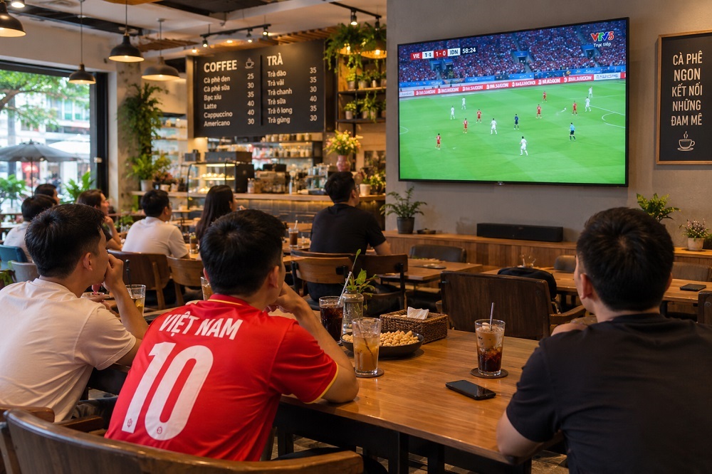 tivi Xiaomi lắp cho quán cafe Thái Nguyên
